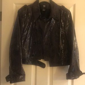 Black Faux Croc  jacket